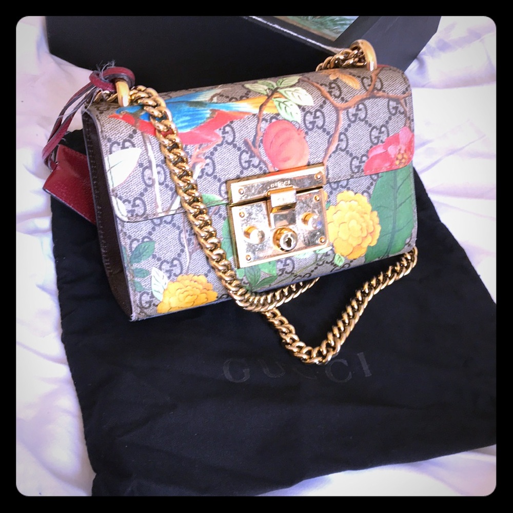 GUCCI Padlock Small GG Flora Shoulder Bag